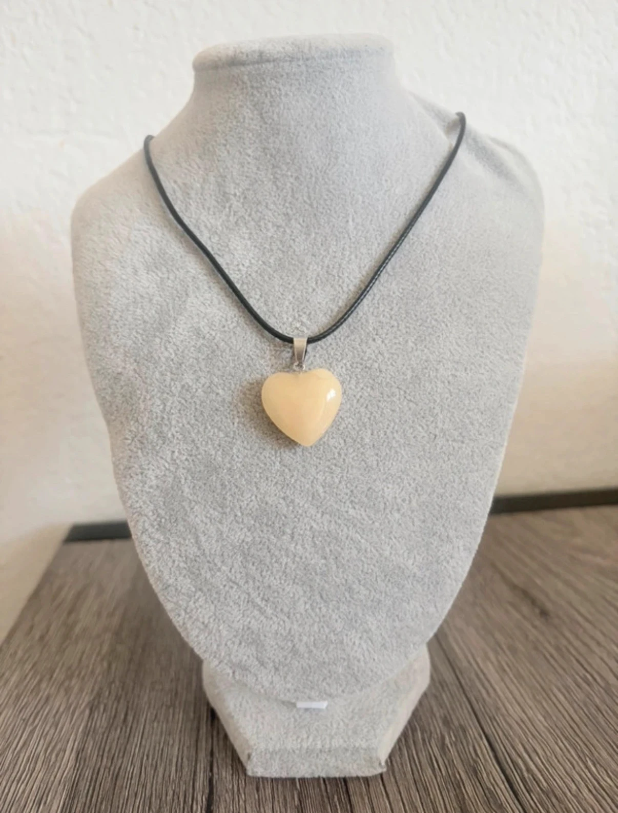 Solar Yellow Heart Pendant Necklace & Black Cord – photo 2